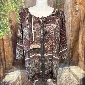 CJ Banks Multicolor Paisley Blouse